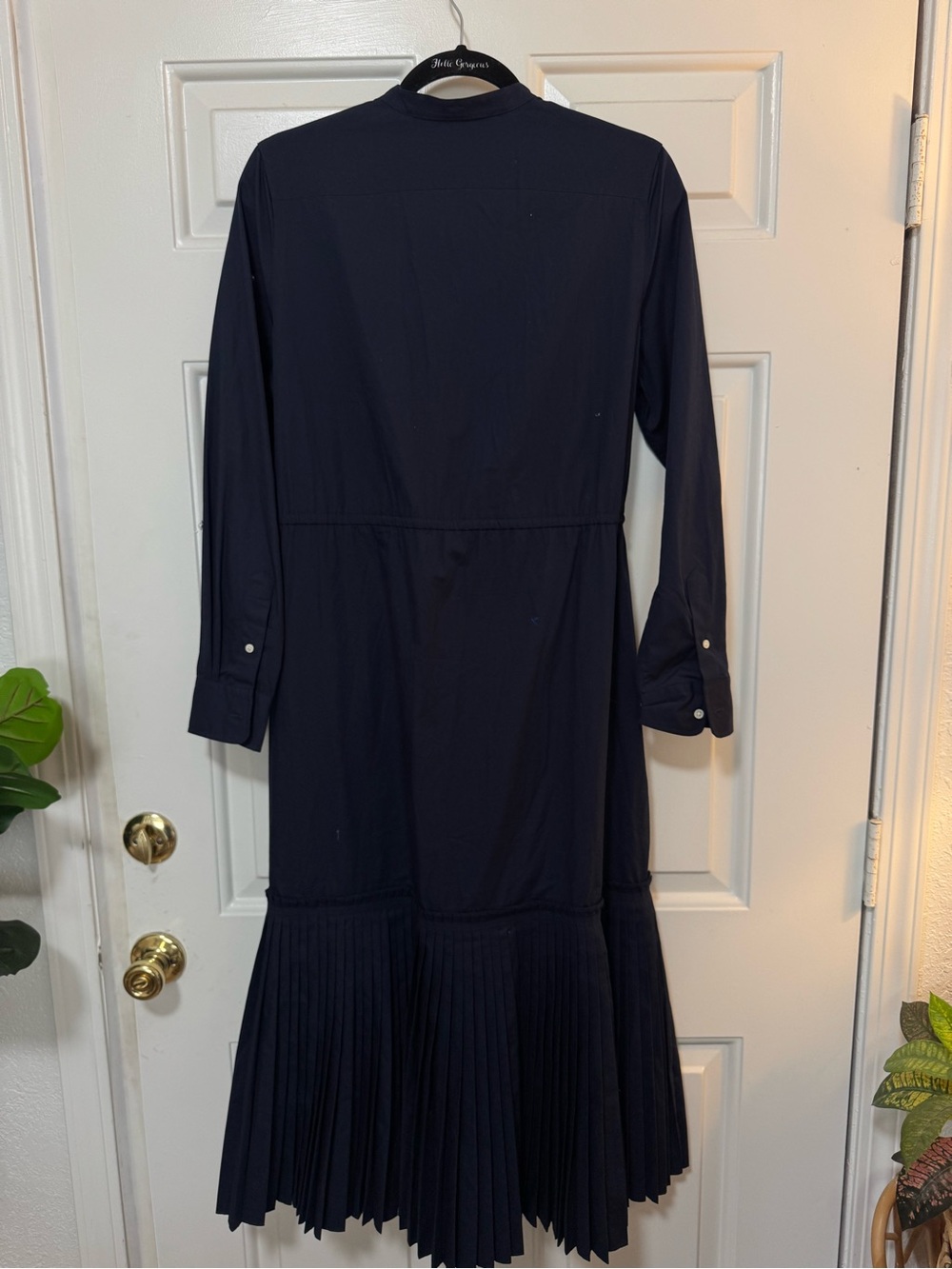 Polo Ralph Lauren Navy Pleated-Hem Drawstring Midi Shirtdress Size 6 - Picture 7 of 10